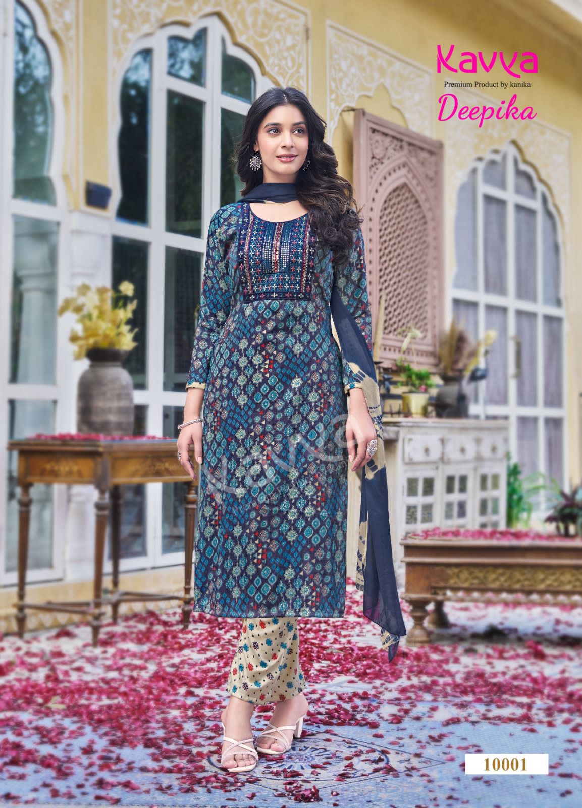Deepika Vol 10 By Kavya Straight Embroidery Kurti With Bottom Dupatta Wholesale Shop In Surat